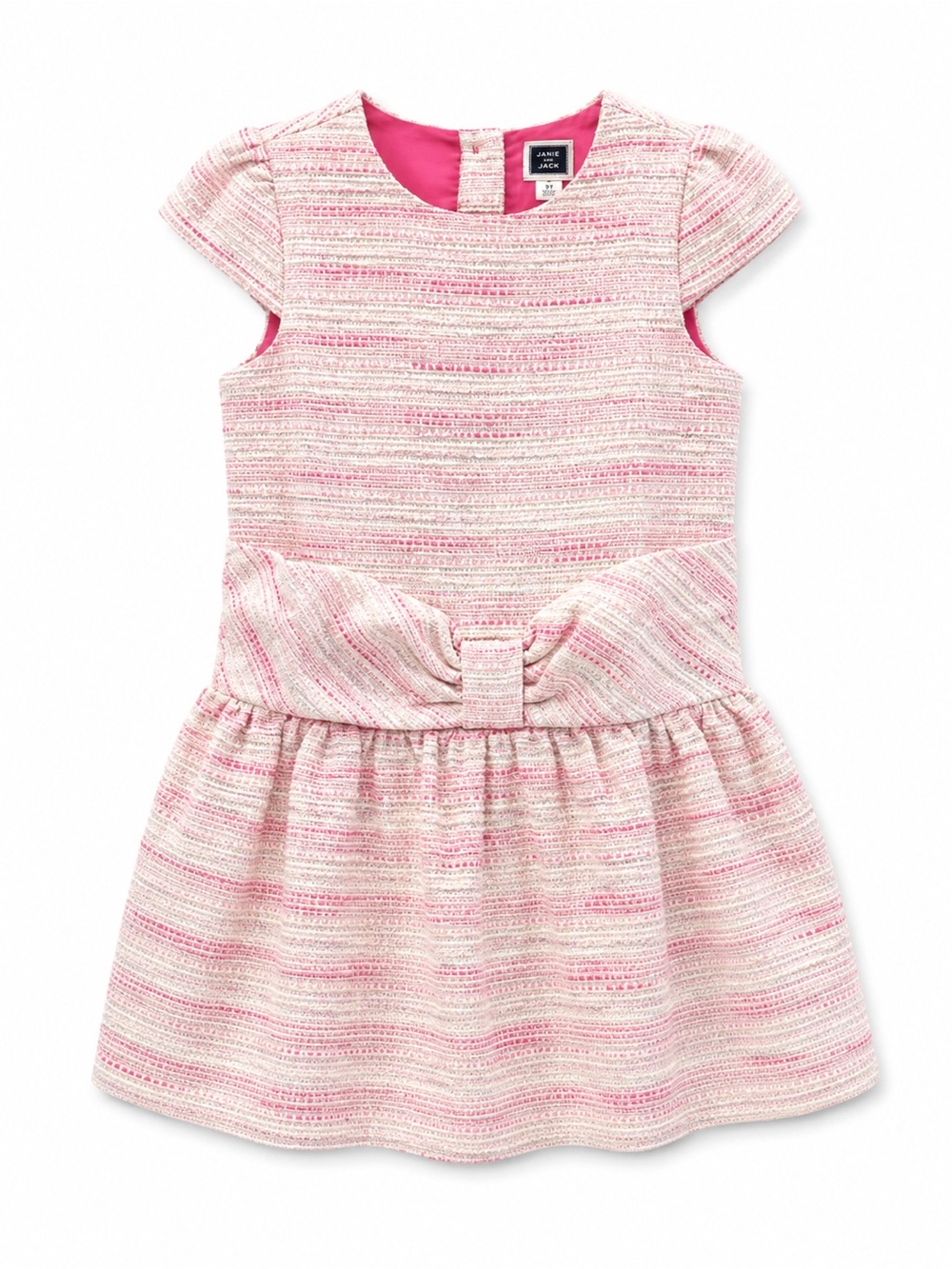 Janie and Jack Raspberry Pink Tweed Bow Boucle Dress